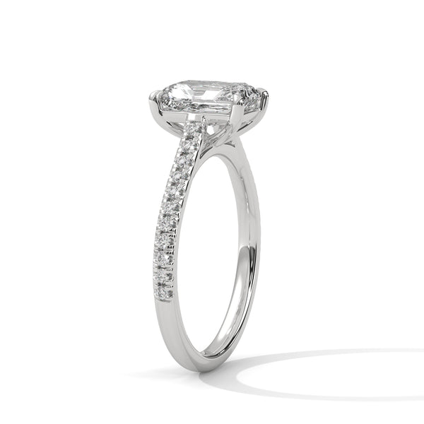 1.97 CT Emerald Cut Lab-Grown Diamond Pave Engagement Ring