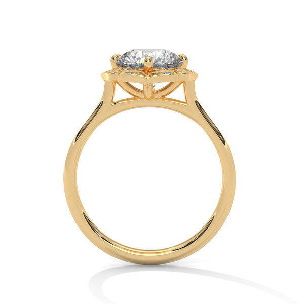 2.12 CT Round Cut Lab-Grown Diamond Floral Halo Ring