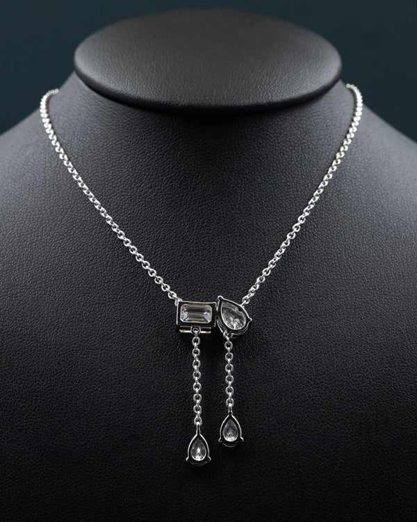 3.89 CTW Pear & Emerald Cut Lab-Grown Diamond Drop Necklace