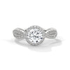 1.48 CT Round Cut Lab-Grown Diamond Halo Ring with Twisted Pavé Band