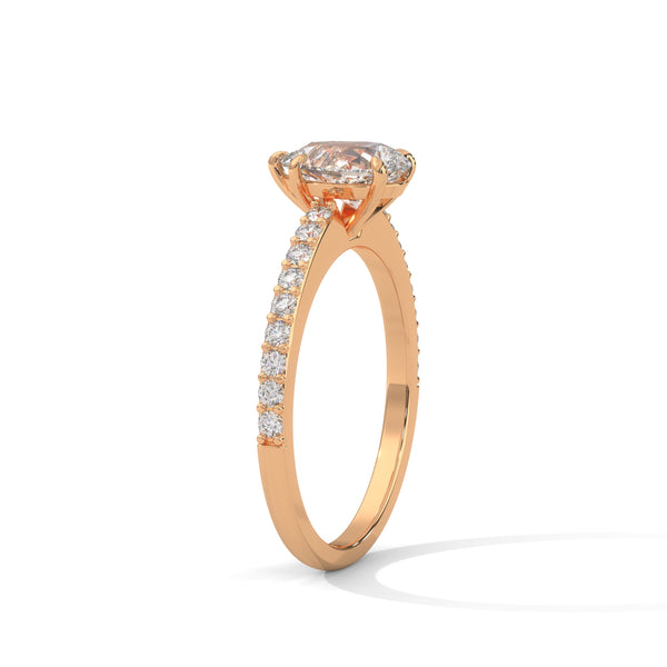 1.50 CT Pear & Round Lab-Grown Diamond Solitaire Ring with Pavé Band