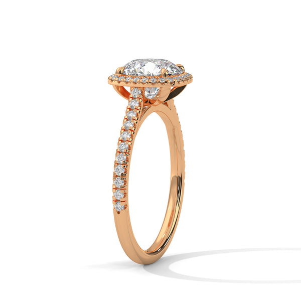2.36 CT Total Round Cut Lab-Grown Diamond Cushion Halo Engagement Ring