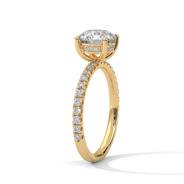 2.47 CT Round Cut Lab-Grown Diamond Pavé Engagement Ring