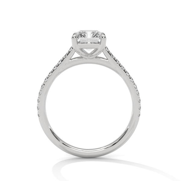1.97 CT Emerald Cut Lab-Grown Diamond Pave Engagement Ring