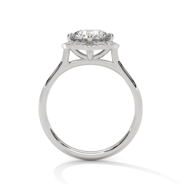 2.12 CT Round Cut Lab-Grown Diamond Floral Halo Ring