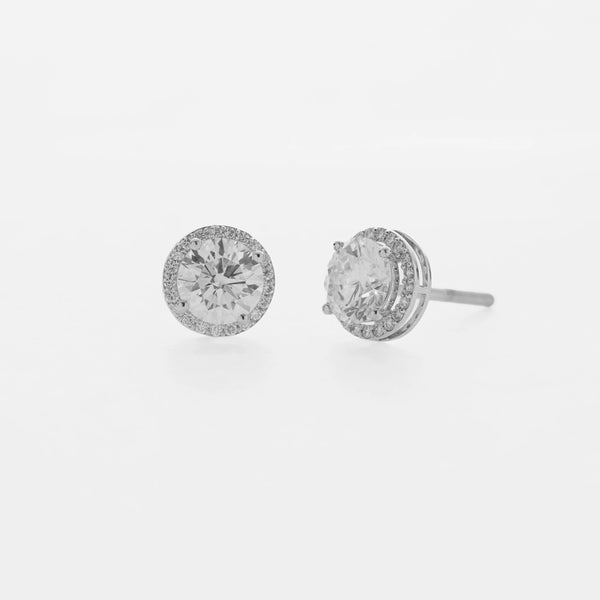 2.47 CTW Round Brilliant Halo CVD Lab-Grown Diamond Stud Earrings