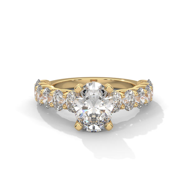 3.99 CT Oval Lab-Grown Diamond Half Eternity Solitaire Ring