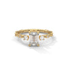 1.25 CT Emerald Cut Lab-Grown Diamond Ring with Round Side Accents