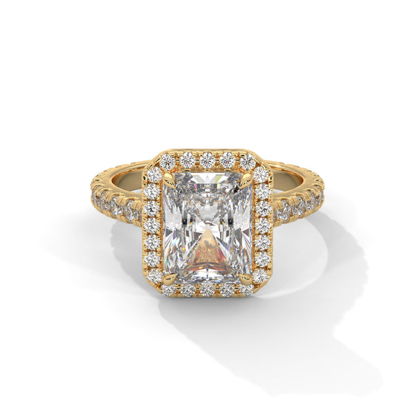 3.33 CT Radiant Cut Halo Lab-Grown Diamond Ring with Round Accent Diamonds