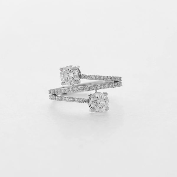 1.32 CT Total Round Lab-Grown Diamond Open Wrap Ring with Pavé Band