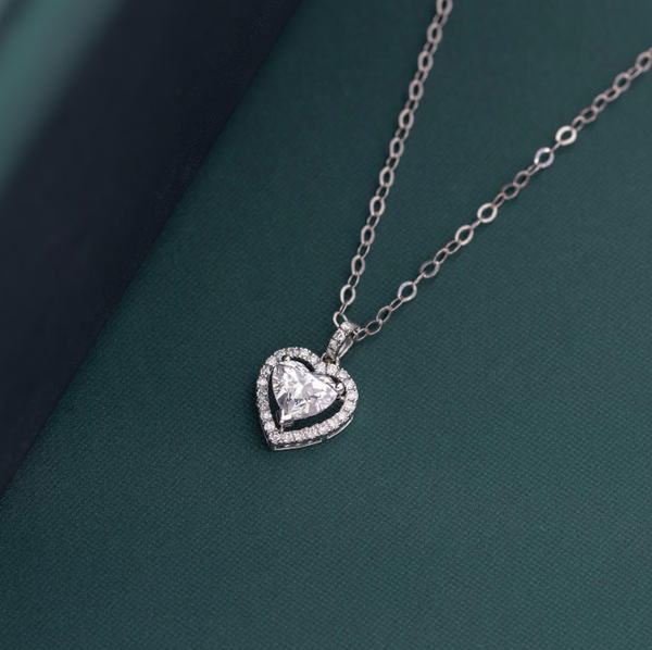 1.16 CTW Heart Shape Halo Lab-Grown Diamond Pendant