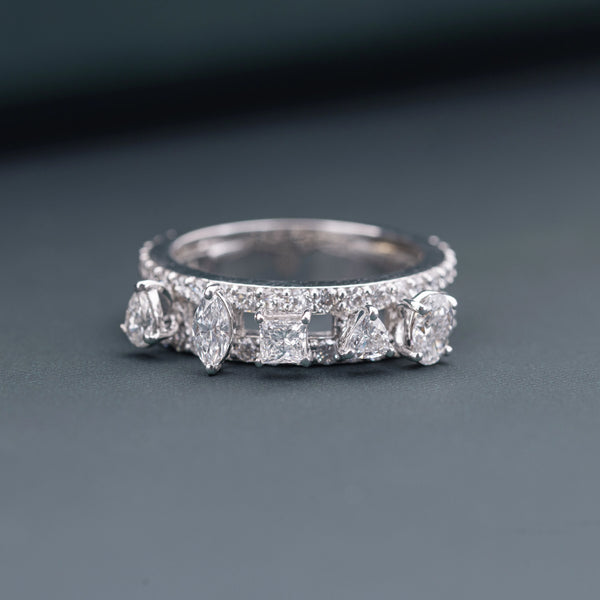 1.60 CT Multi-Shape Lab-Grown Diamond Band Ring with Oval, Princess, Marquise & Pear Diamonds