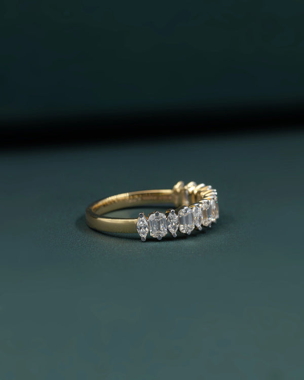1.145 CT Emerald & Marquise Cut CVD Lab-Grown Diamond Eternity Band Ring