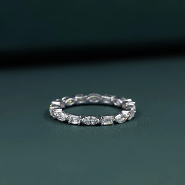1.21 CTW Pear & Emerald Cut CVD Lab-Grown Diamond Eternity Ring