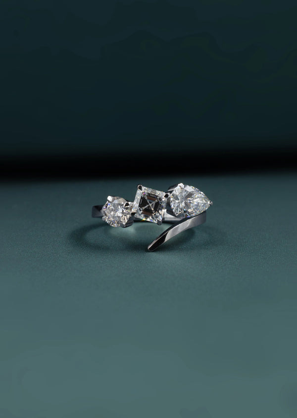 3.08 CTW Multi-Shape Three Stone CVD Lab-Grown Diamond Ring