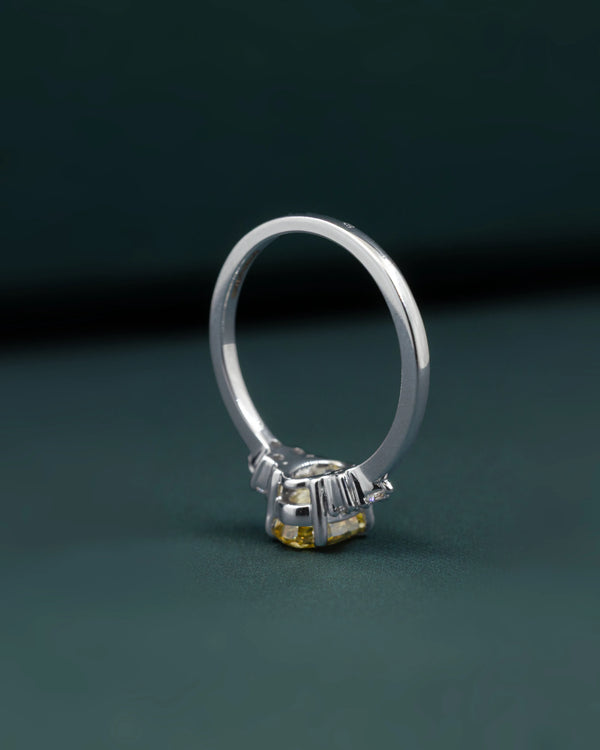 1.31 CTW Fancy Yellow Pear Cut Lab-Grown Diamond Three-Stone Ring