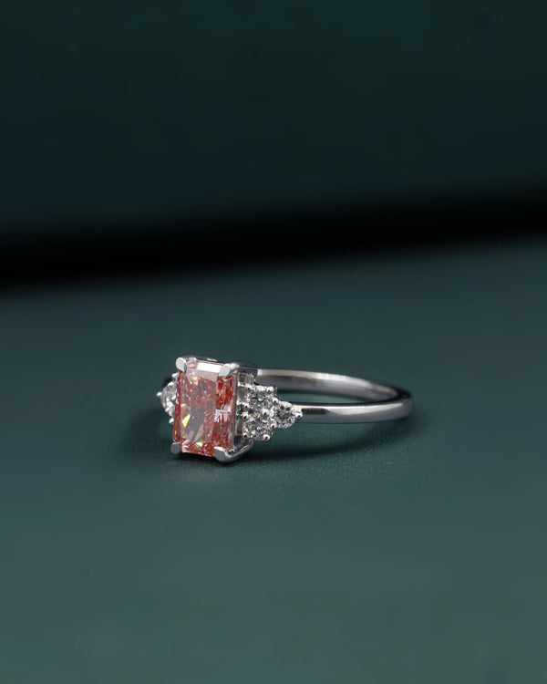 1.24 CTW Radiant Cut Pink Lab-Grown Diamond Three Stone Ring in Gold