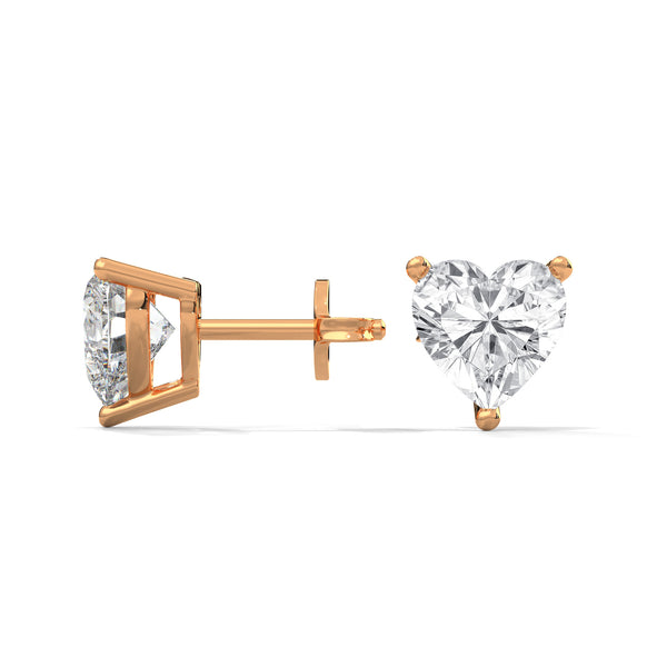 2.25 CT Heart Shape Lab-Grown Diamond Stud Earrings