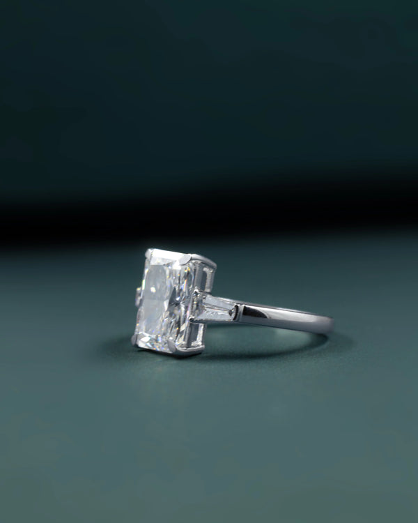 3.90 CTW Radiant Cut CVD Lab-Grown Diamond Three Stone Ring