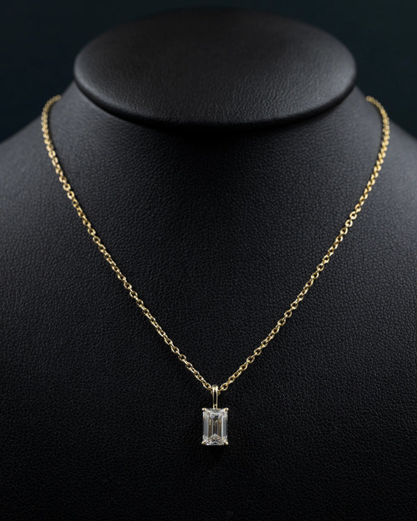 1.09 CT Emerald Cut Lab-Grown Diamond Solitaire Pendant Necklace