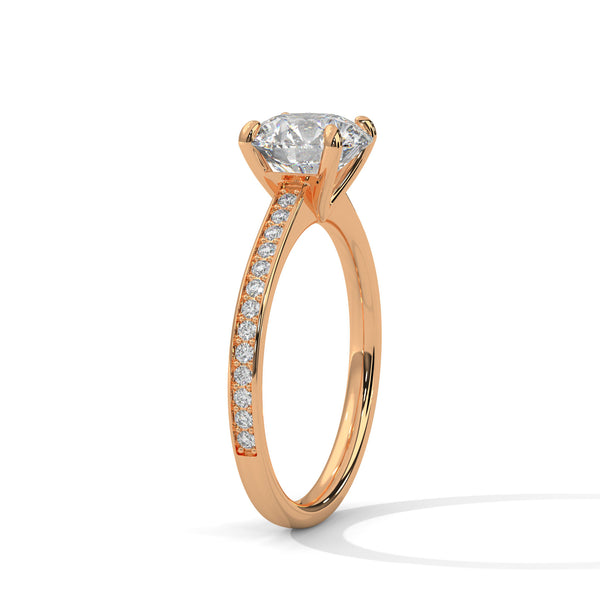 2.21 CT Total Round Lab-Grown Diamond Solitaire Ring with Pave Band