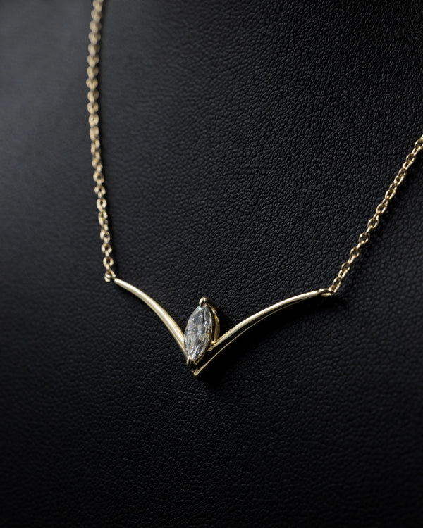 0.51 CTW Marquise Cut Lab-Grown Diamond V-Shape Necklace in Gold