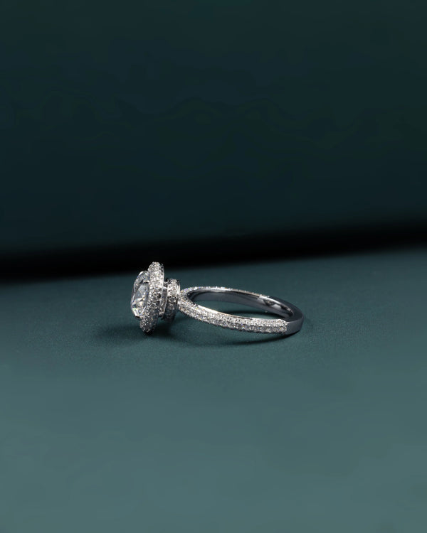 3.51 CTW Round Cut Halo CVD Lab-Grown Diamond Engagement Ring