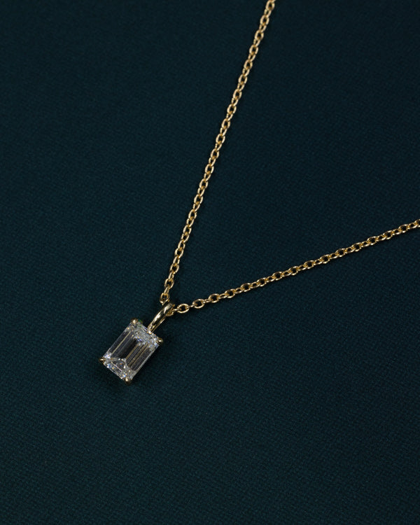 1.09 CT Emerald Cut Lab-Grown Diamond Solitaire Pendant Necklace