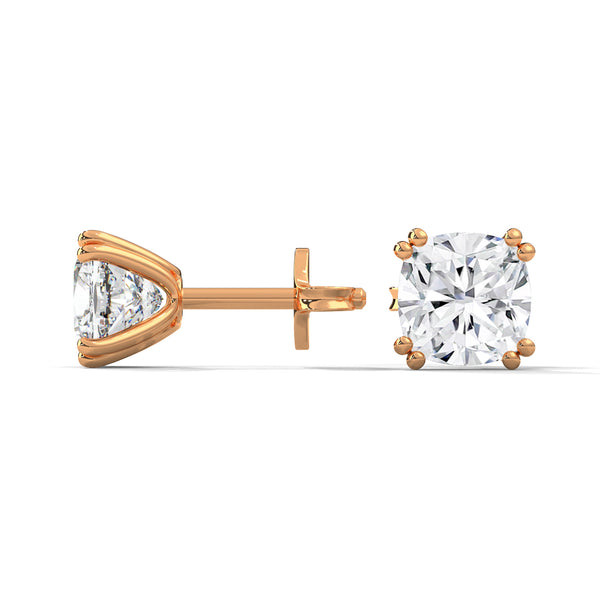 2.50 CT Cushion Cut CVD Lab-Grown Diamond Stud Earrings
