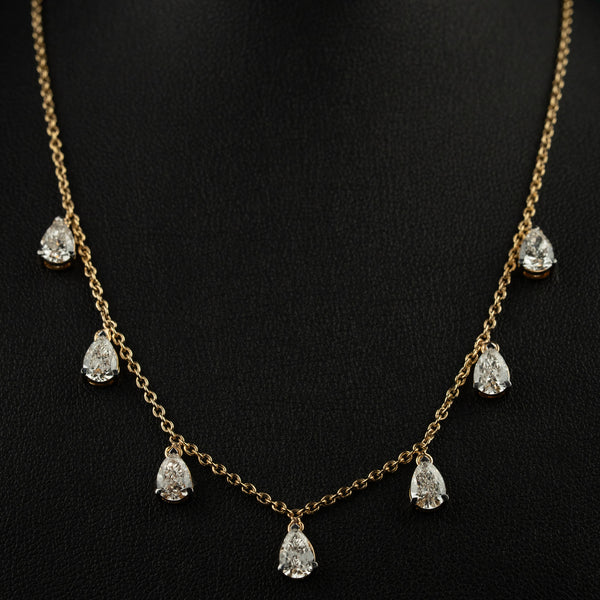 4.03 CTW Pear-Cut CVD Lab-Grown Diamond Station Necklace