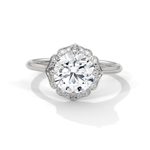 2.12 CT Round Cut Lab-Grown Diamond Floral Halo Ring