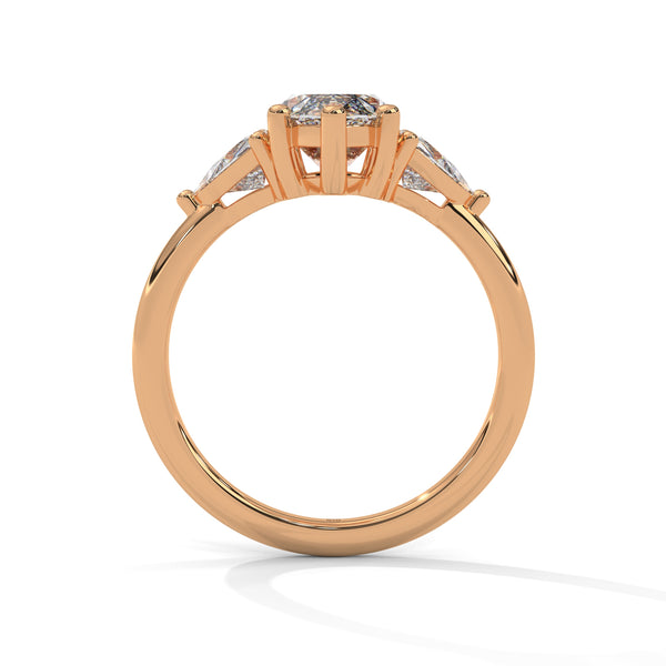 4.10 CT Marquise Cut Lab-Grown Diamond Three-Stone Ring with Side Accents