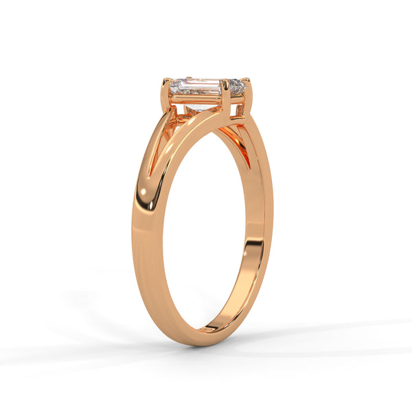 1 CT Emerald Cut Lab-Grown Diamond Minimal Split Shank Ring