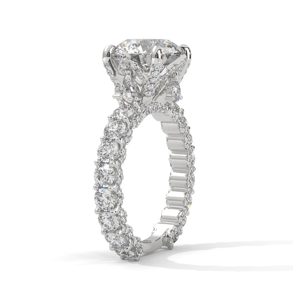 6.89 CT Round Lab-Grown Diamond Solitaire Ring with Pave Band