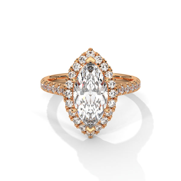 2.72 CT Pear & Round Lab-Grown Diamond Halo Engagement Ring