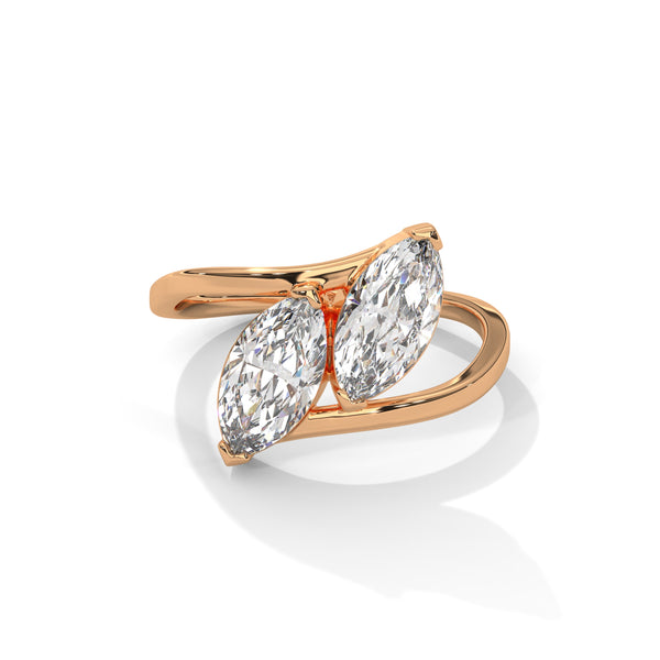 2.00 CT Marquise Lab-Grown Diamond Twin Stone Open Ring