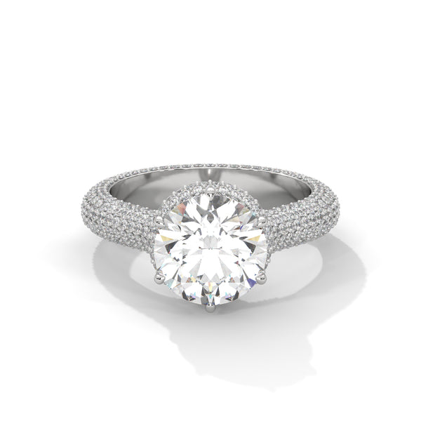 5.17 CT Round Lab-Grown Diamond Micro Pave Halo Solitaire Ring