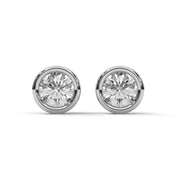 0.50 CT Round Bezel-Set CVD Lab-Grown Diamond Stud Earrings