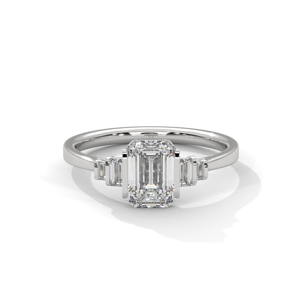 1.36 Ct Total Emerald Cut CVD Lab-Grown Diamond Three-Stone Ring