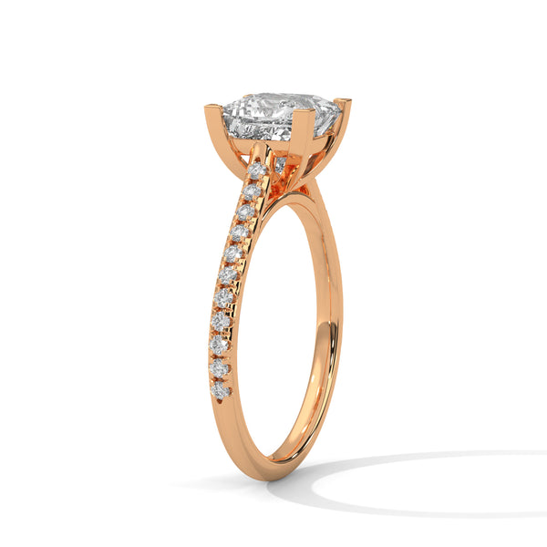 2.22 CT Princess Cut Lab-Grown Diamond Solitaire Ring with Pavé Band