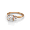 2.31 CT Asscher Cut Lab-Grown Diamond Three-Stone Ring with Emerald Side Stones