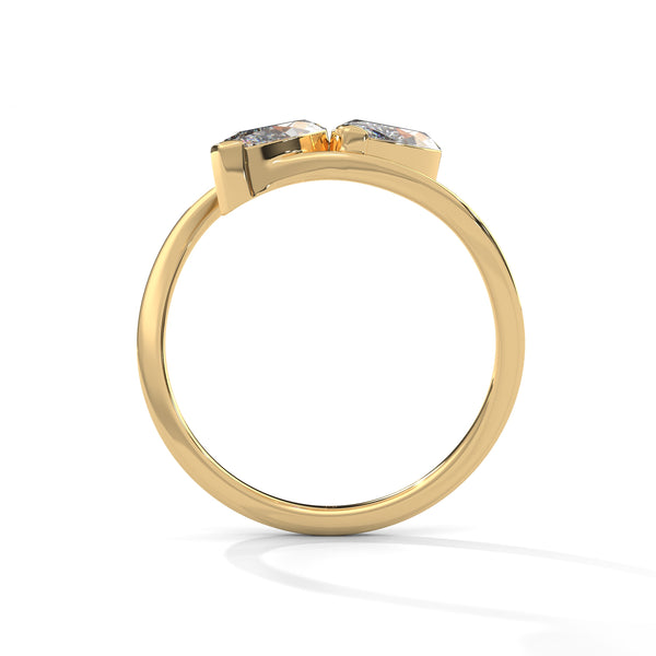 2.00 CT Marquise Lab-Grown Diamond Twin Stone Open Ring