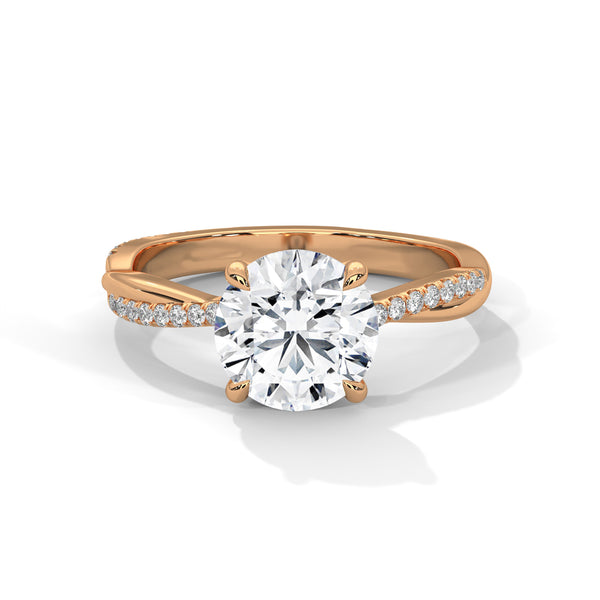 2.16 CT Total Round Cut Lab-Grown Diamond Twisted Pave Engagement Ring