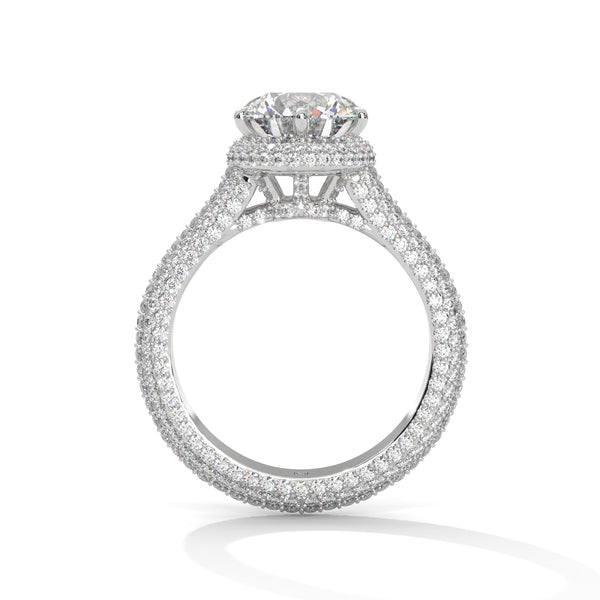 5.17 CT Round Lab-Grown Diamond Micro Pave Halo Solitaire Ring