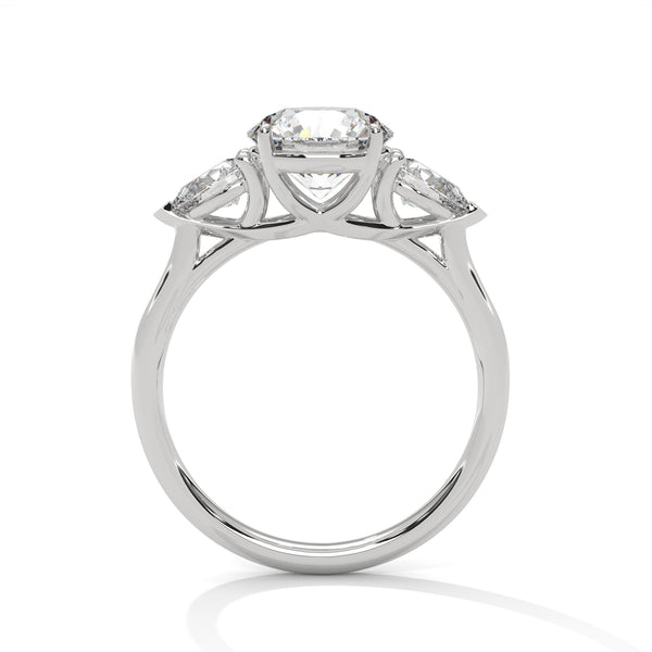 3.00 CT Total Round & Pear Lab-Grown Diamond Three Stone Ring