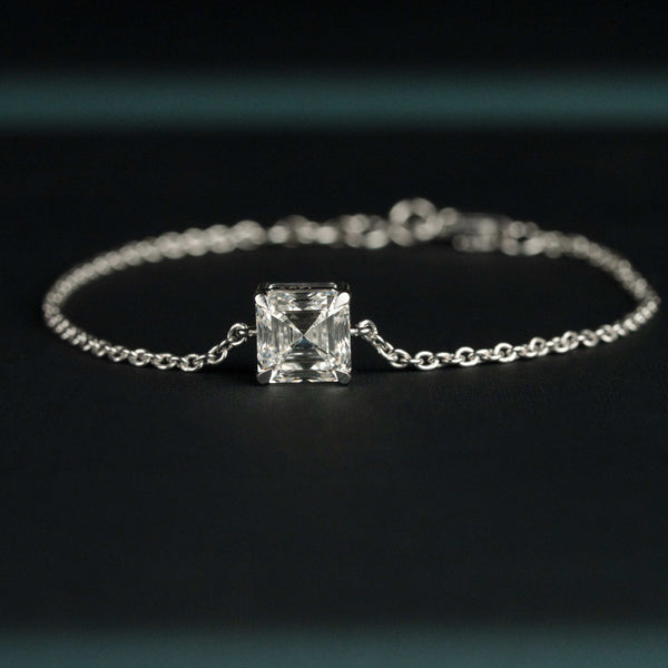2.22 CTW Asscher Cut Diamond Solitaire Bracelet