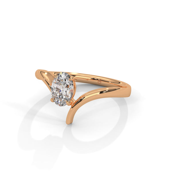 0.75 CT Oval Lab-Grown Diamond Open Curve Solitaire Ring
