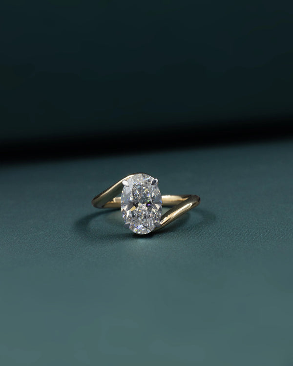 2.58 CTW Oval Cut Lab-Grown Diamond Solitaire Engagement Ring in Gold