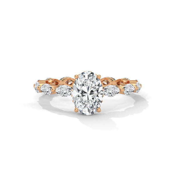 3.07 CT Oval & Round Lab-Grown Diamond Eternity Engagement Ring