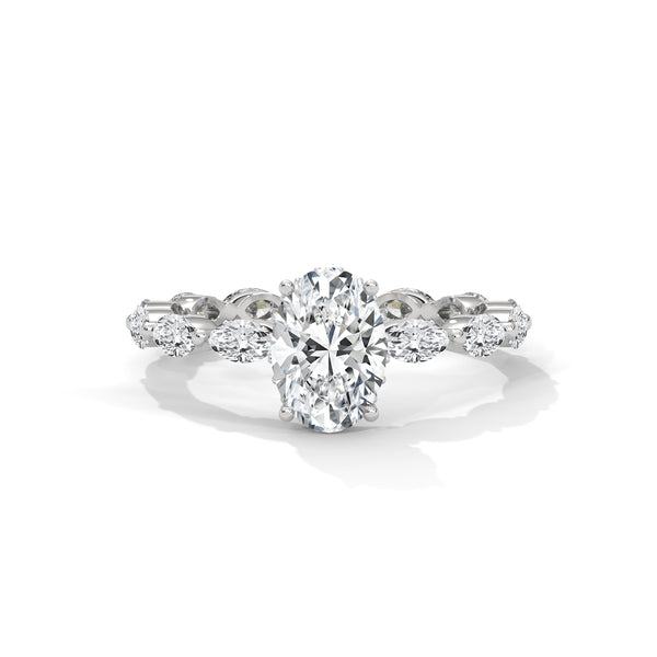 3.07 CT Oval & Round Lab-Grown Diamond Eternity Engagement Ring